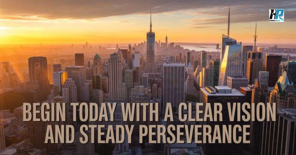 Motivational Good Morning Blessings image with sunrise and empowering quote